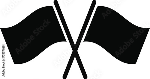 Two Black Flags Crossed on White Background vector