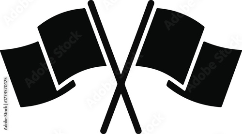 Two Crossed Black Flags Icon