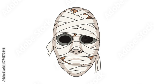 Bandaged Face - A Haunting Illustration of Mystery and Concealment.