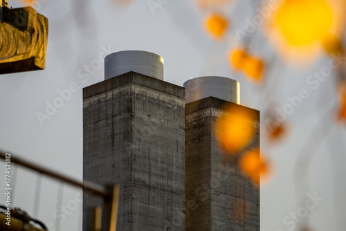 Tableau sur toile Modern Tunnel Ventilation Shafts in Oslo Cityscape Showcasing Urban Infrastructu
