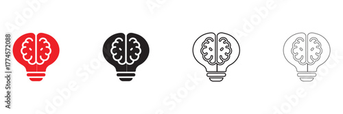 light bulb idea generation vector icon set, creative idea vector, silhouette and line art