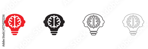 light bulb idea generation vector icon set, creative idea vector, silhouette and line art