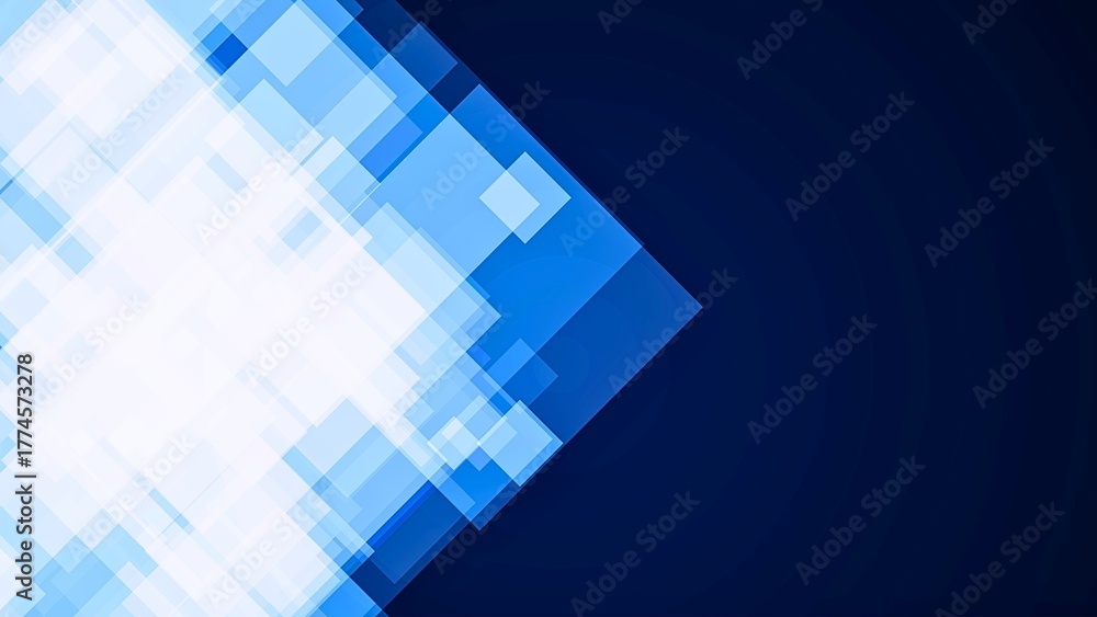 Obraz premium Modern blue geometric background with overlapping squares and light gradient effect, perfect for tech or business presentations
