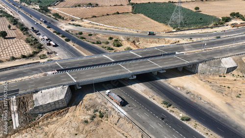Aerial view of highway flyover and road network showcasing India’s modern infrastructure, transportation growth, and national development representing the progress of New India.
