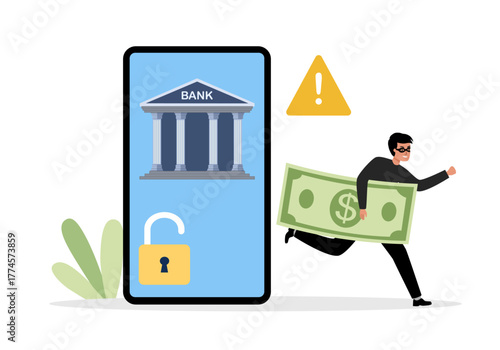 Banking Scams and Frauds – Awareness of Financial Frauds with Cybersecurity, Phishing, and Online Scam Prevention Illustrations Finance Security Infographic