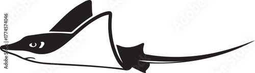 Graceful ocean dweller silhouette of a stingray swimming through the deep sea