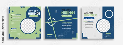 We Are Hiring Green and Blue Social Media Banner Template for Job Vacancy and Recruitment Promotion