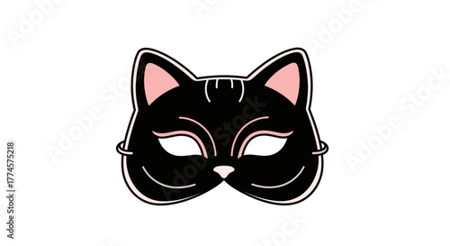 Elegant Black Cat Mask for Costume Parties and Festive Occasions.