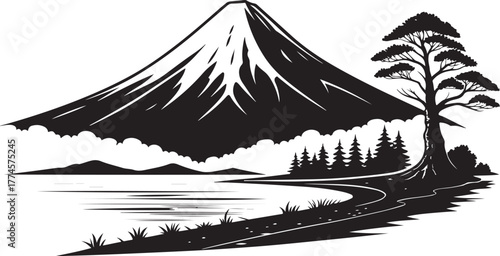 Minimal Mount Fuji Silhouette Vector
