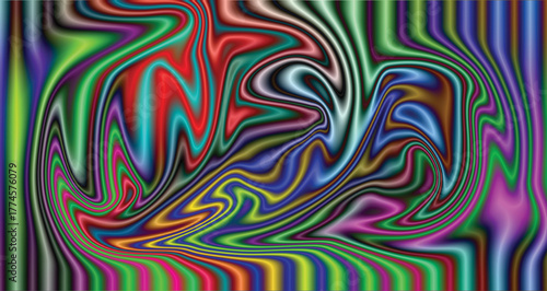 Colorful geometric abstract vector background with wavy lines and retro pattern design