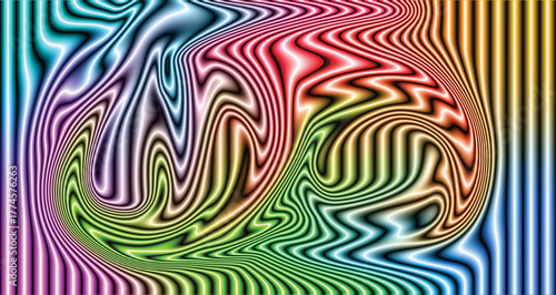 Colorful geometric abstract vector background with wavy lines and retro pattern design