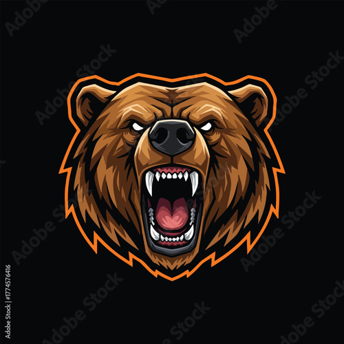 Fierce Grizzly Bear Roaring Aggressively Showing Teeth And Claws In A Digital Illustration