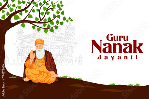 Happy Guru Nanak Jayanti celebration greetings for Punjabi festival of India
