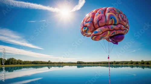 Brain Balloon Ascendin g in a Clear Sky