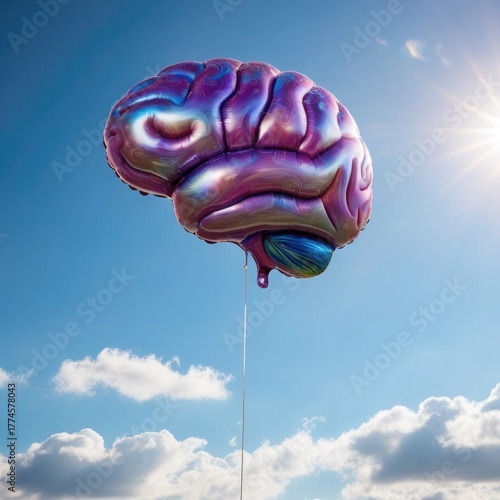 Brain Balloon Ascendin g in a Clear Sky