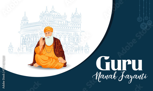 Happy Guru Nanak Jayanti celebration greetings for Punjabi festival of India