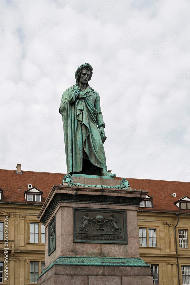 Fototapeta premium Friedrich Schiller (1759-1805), the German philosopher and poet. Bronze statue placed on the Schillerplatz in Stuttgart, Germany