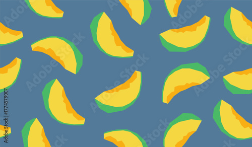 Cute melon fruits seamless pattern background