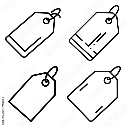 christmas gift tag Line art Icon Set, Vector illustration