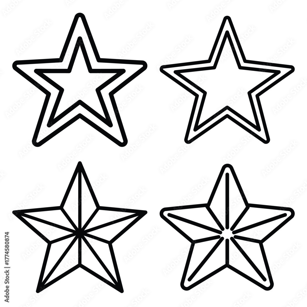 Obraz premium holiday tree star Line art Icon Set, Vector illustration
