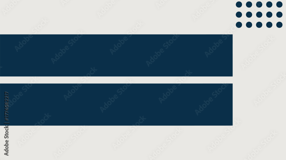 Obraz premium Abstract design featuring two dark blue rectangles and a grid of circles on a light background