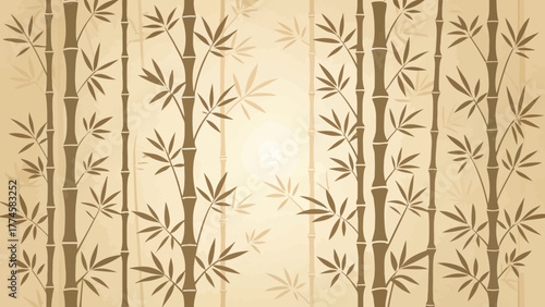 Bamboo Stalks with Leaves Pattern in a Decorative Design