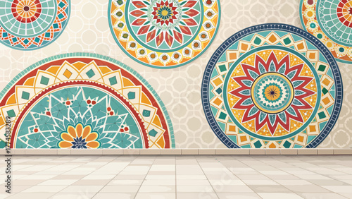 Colorful Geometric Mandalas on a Decorative Wall Background
