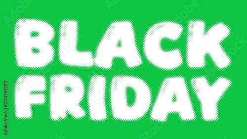 Checkered Halftone Pattern Abstract Background on green screen. Chequered Square Particles Subtle Texture Pop Art Design. Half Tone Contrast Graphic Minimalist Art Wide animation. Black friday concept