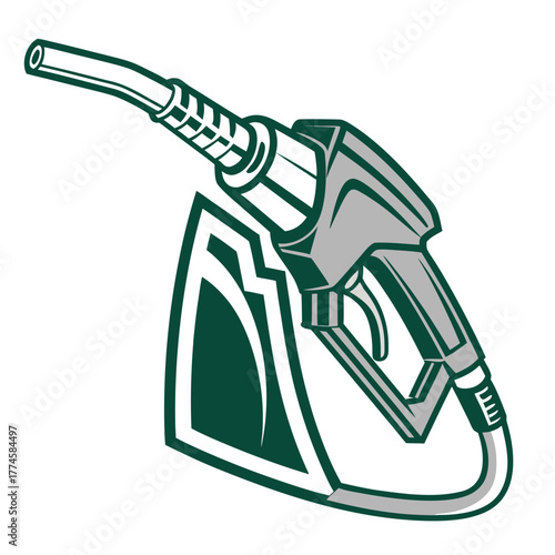 Gas pump nozzle with hose and shield emblem fuel