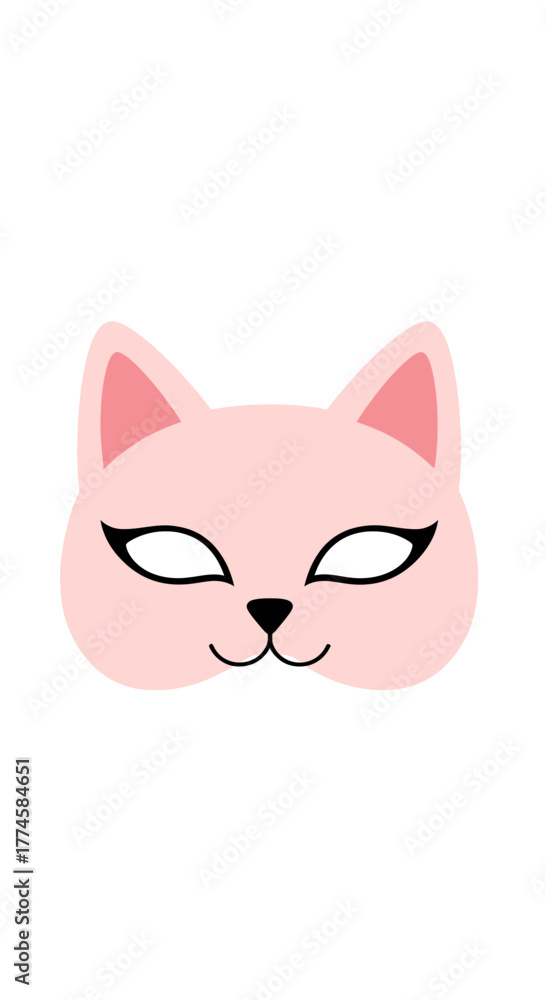 Fototapeta premium Pink Cat Mask Illustration for Costume or Decoration.