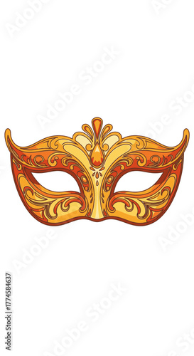 Ornate Golden Masquerade Mask with Intricate Details and Elegant Design.