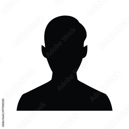Anonymous silhouette of a person s head and shoulders against a white background