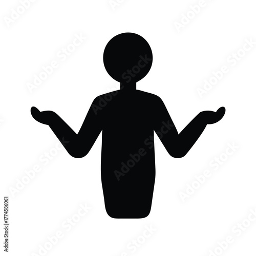 Silhouette of a person with arms outstretched in a gesture of uncertainty or questioning