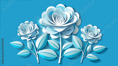 Very beautiful modern minimalist paper flower silhouette set against a clean background, creating an elegant and stylish design perfect for websites, presentations, and creative projects.