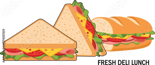 Flat design sandwiches and sub