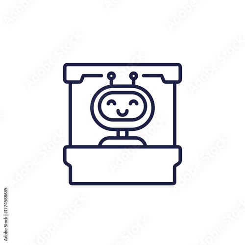 booth icon, exhibition stand and robot line design
