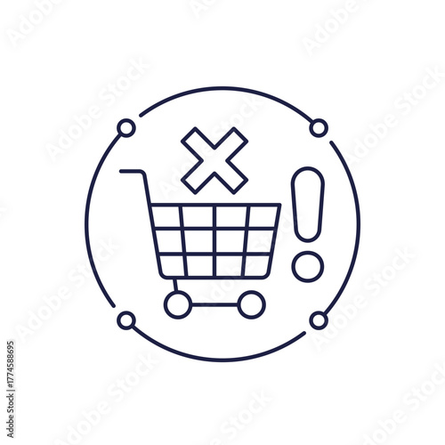 abandoned cart icon in line design