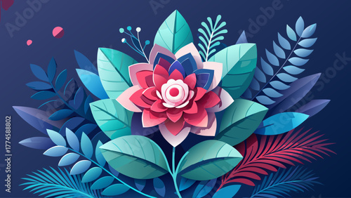 Very beautiful modern minimalist paper flower silhouette set against a clean background, creating an elegant and stylish design perfect for websites, presentations, and creative projects.