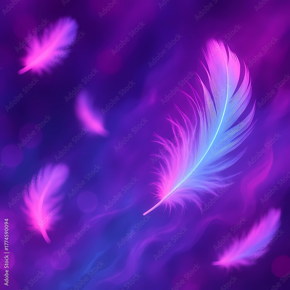 Obraz premium Neon Feather Swirl