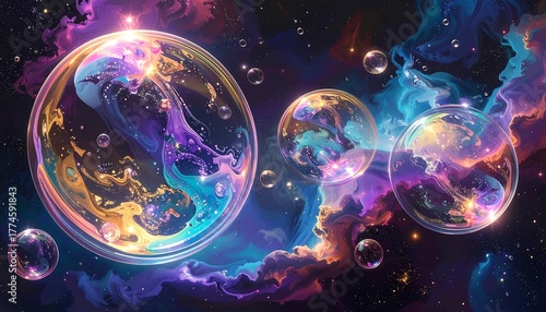 Colorful Abstract Bubbles in Space.