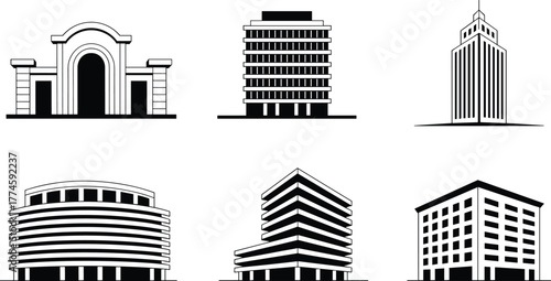 Silhouette, architectural buildings, classical structure, modern design, skyscraper, office tower, urban skyline, commercial block, real estate, cityscape, infrastructure, institutional architecture
