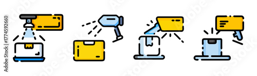 Set of security cameras and surveillance equipment icons