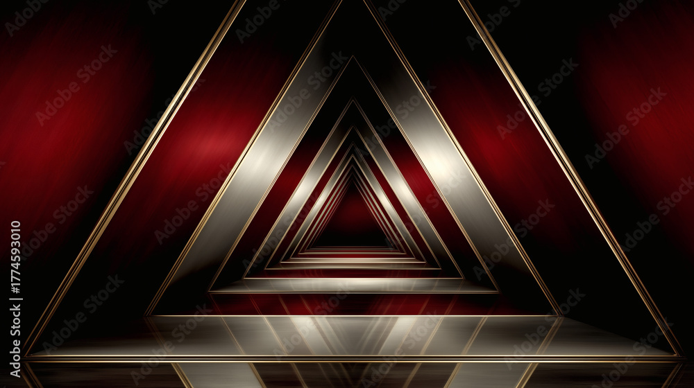 Obraz premium Luxury Red and Gold Triangle Tunnel