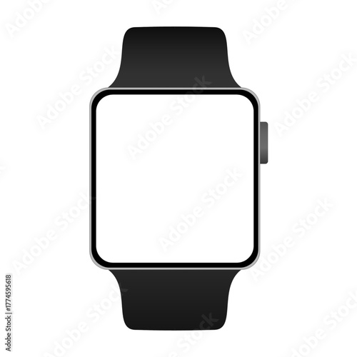 Modern smartwatch mockup displayed on a clean white background, suitable for showcasing mobile app interface, website design, or digital product presentation. 