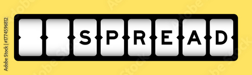 Black color in word spread on slot banner with yellow color background