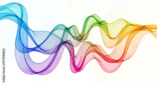 Flowing Rainbow: Abstract Gradient Waves with Intertwined Translucent Ribbons