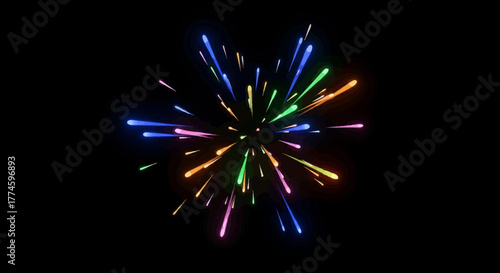 Vibrant Burst of Cartoonish Light Streaks Emanating from a Central Point