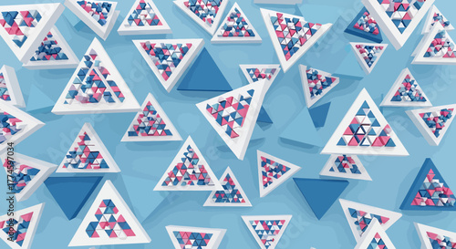 Abstract Geometric Triangles with Colorful Interior and Shadow Effects.