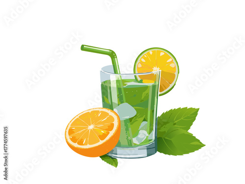 Cocktail Vector isolated or on white background. Mocktail. Summer soda	
