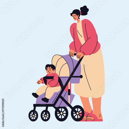 Parents with babies a loving mother enjoying a gentle stroll with her baby